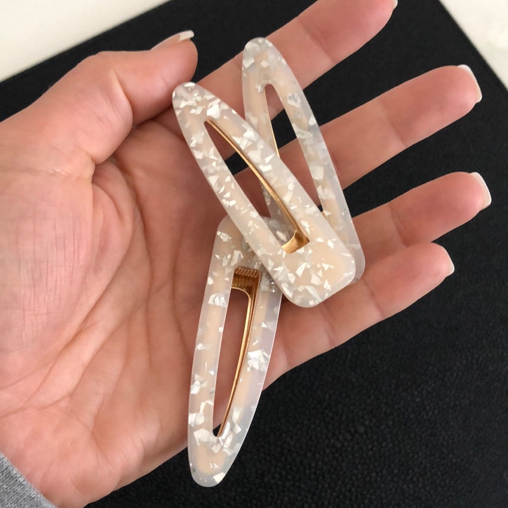 3-PC Acrylic Water Drop Rectangle Hair Clip